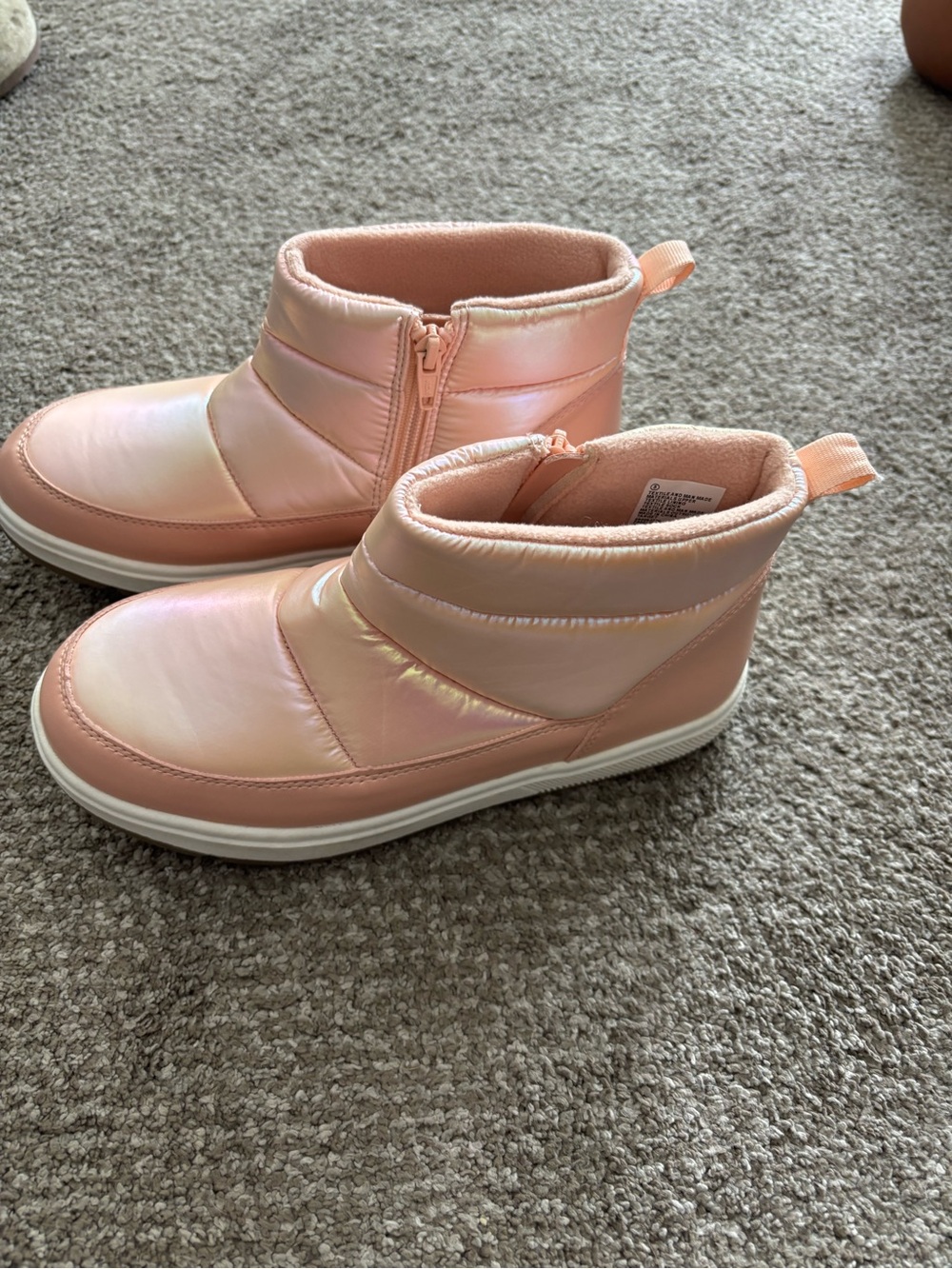 Kids Iridescent Pink Ankle Booties with Side Zipper